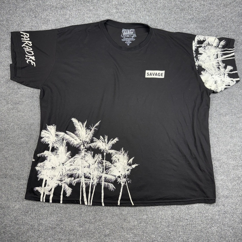 Fresh Laundry Shirt Mens 5XL Black Palm Tree Paradise Tropical Graphic Tee